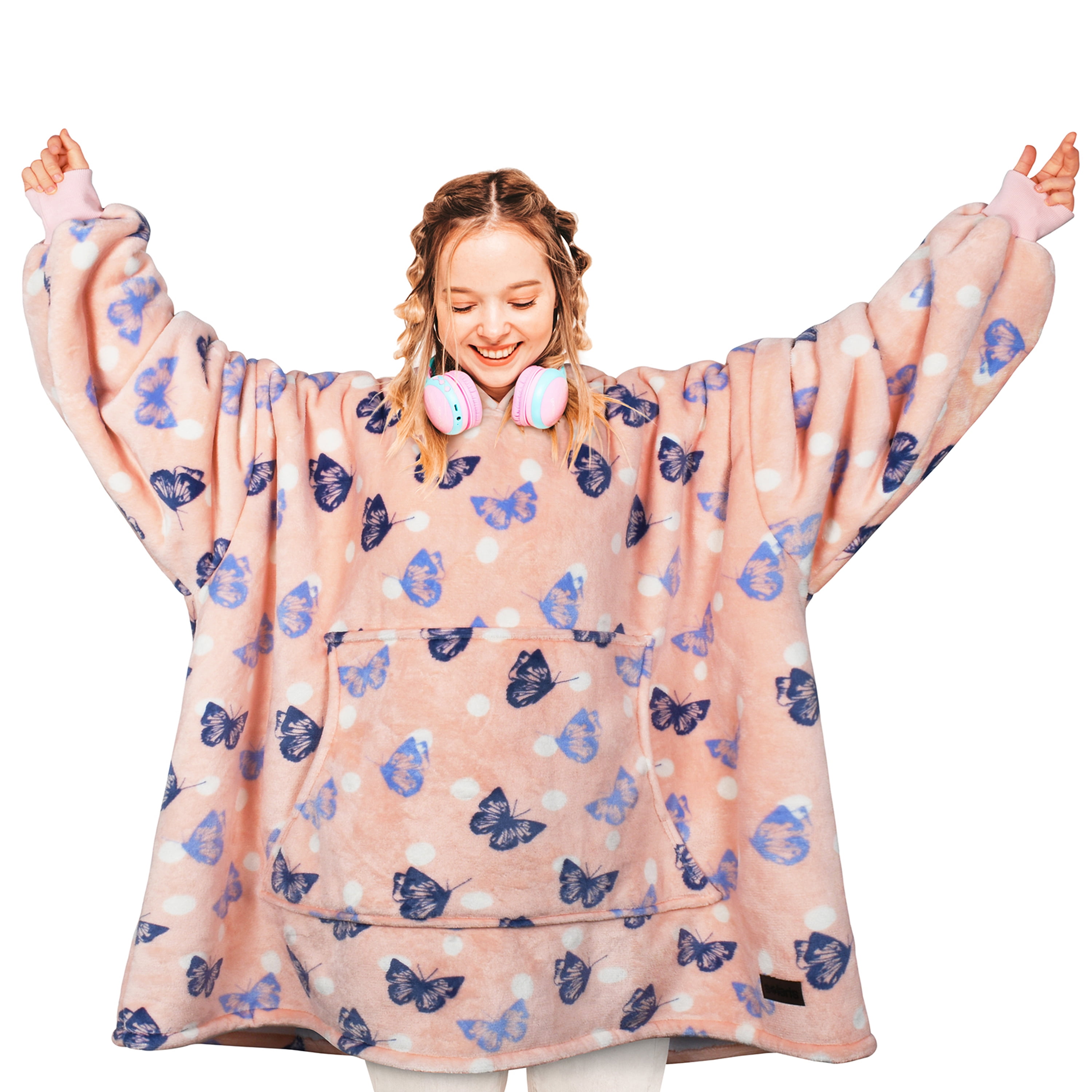 Solaris Oversized Sherpa Pullover, Christmas Wearable Blanket Hoodie Sweatshirt (Women's Men's Adult)