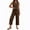 Brown, variant on Women's Contrast Stitch Sleeveless Top and Drawstring Culotte Pants Set, 2 Piece Casual Outfit