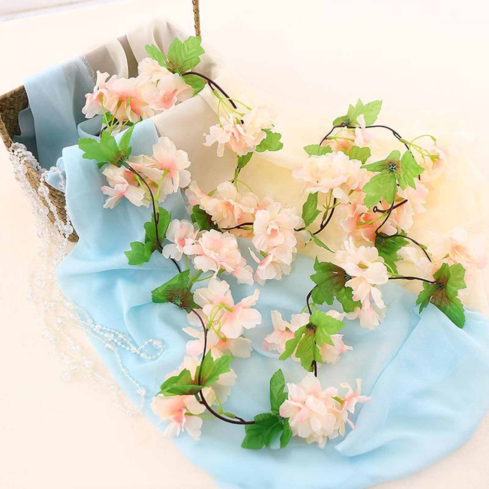 Clearance! Titcea 91" Artificial Cherries Blossoms Flower Vines, Hanging Silk Flower Garland Faux Flowers for Outdoors Spring Wedding Garden Party Home Arch Decor