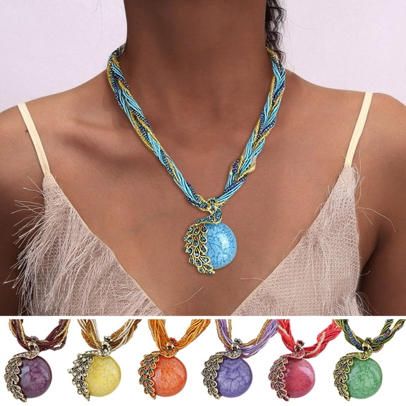 Necklaces Pendants Bohemian Rhinestone Statement Necklace Pendant Women Accessories Crafted Jewelry Fashion,One Size,Dark Purple