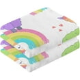thumbnail image 2 of GZHJMY Rainbow Llama Cute Alpaca Heart Cotton Towels Set 2 Pcs Absorbent Hand Towel Face Towels Kitchen Towels Bath Towels for Bathroom Laundry Room Kitchen 16 x 28 Inches, 2 of 7