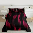 thumbnail image 2 of jejeloiu Geometric Waves Stripes Twin Comforter Sets,Red Black Bedding Set For Girls Boys Reversible 2pcs, 2 of 8
