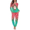 thumbnail image 2 of Renewold Women's Pajamas Sets Long Sleeve with Pants Soft Sleepwear O Neck 2 Piece Pjs Joggers Loung Set with Pockets Christmas Santa Xmas Trees Nightwear Size 4XL, 2 of 5
