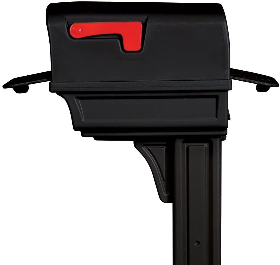 Gibraltar Mailboxes Large Gentry Black All-In-One Mailbox & Post Combo, Double-Walled Plastic
