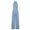 Blue1, variant on Women's Sleeveless Halter Neck Wide-Leg Jumpsuit, Cinched-Waist One-Piece Outfit, Light Blue, L