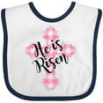 thumbnail image 3 of Inktastic He is Risen Pink Plaid Cross Boys or Girls Baby Bib, 3 of 4