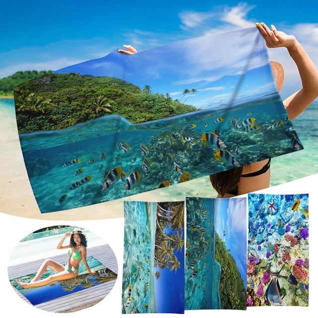 Xihbxyly Toalla de Playa de Microfibra, Resistente a La Arena y de Secado Rápido, Diseño Compacto y Ligero, Ideal para Piscina, Viajes, Senderismo, Gimnasio y Camping. Tamaño de 76 X 152 Cm, Multiuso