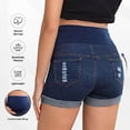 thumbnail image 6 of Bovxnpu Maternity Clothes For Women, Women's Maternity Jean Shorts Summer Distressed Denim Shorts, Woman Fashion Solid Color Elastic Waist Pockets Shorts Jeans, 6 of 6