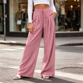 thumbnail image 5 of Byworldtasic Women's Flowy Pleated Trousers Elastic Waist Loose Fit Palazzo Business Casual Lounge Pants with Pockets, 5 of 7