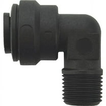 Push-Fit Elbow Fitting, 1/4 in Tube Size, Polypropylene, Black, 10 PK