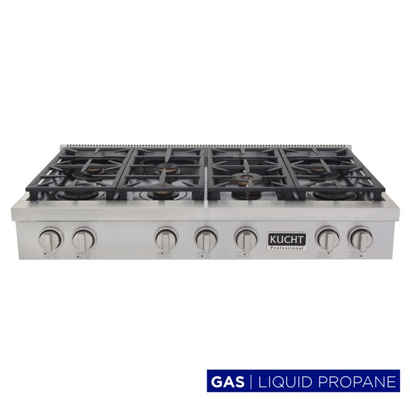 48 in. ft. Propane Gas Range Top in Stainless Steel with Classic Silver Knobs
