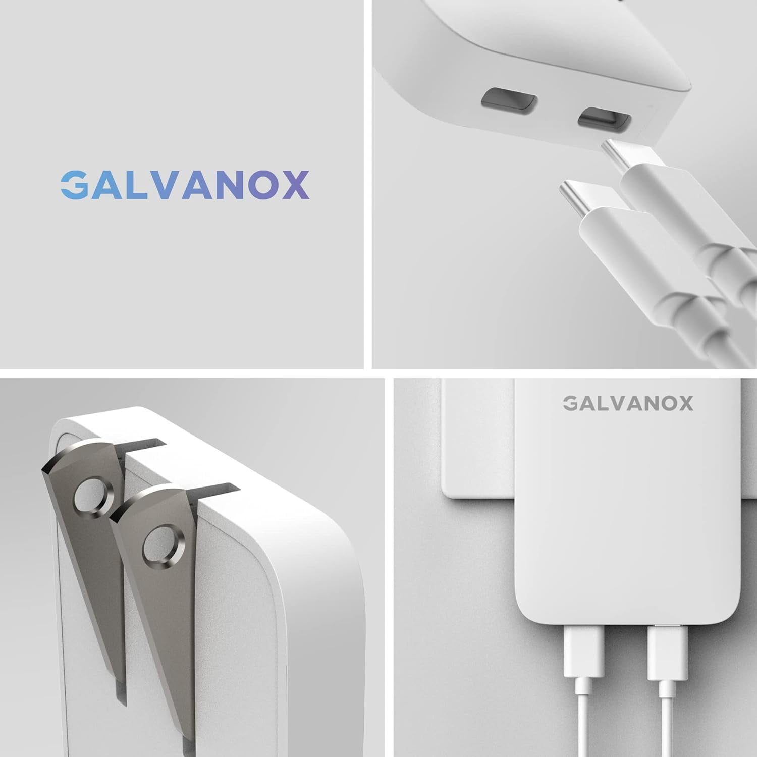 Galvanox Flat USB C Wall Charger (20W) Ultra Slim Multi Port Fast Charging Outlet Plug for iPhone 15/16/17 Pro Max & Samsung Galaxy Phones (3 pack)