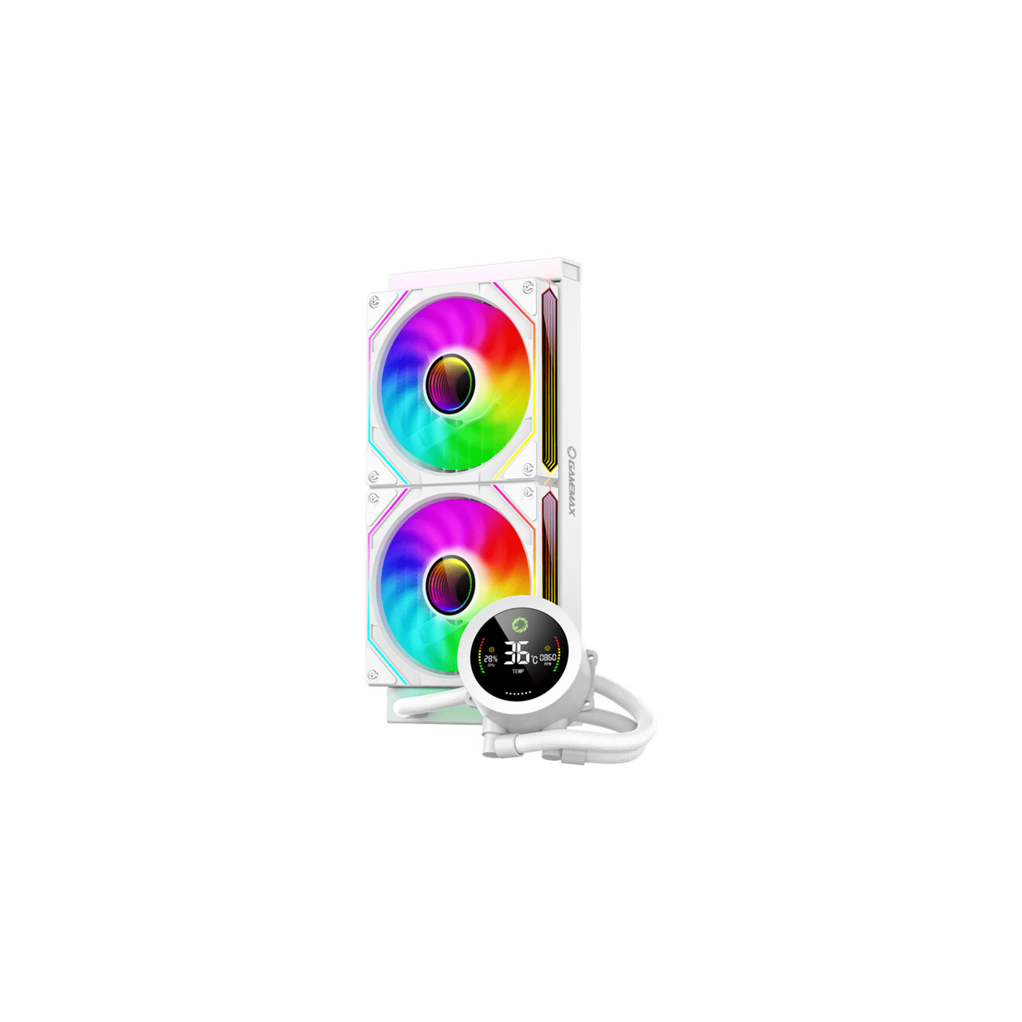 GAMEMAX IceBurg 240 Digital WH, Liquid CPU Cooler 240mm Addressable ARGB Pump Fans 245W TDP AIO Water Cooler, Supports Intel LGA 1851/1700, AMD AM5/AM4