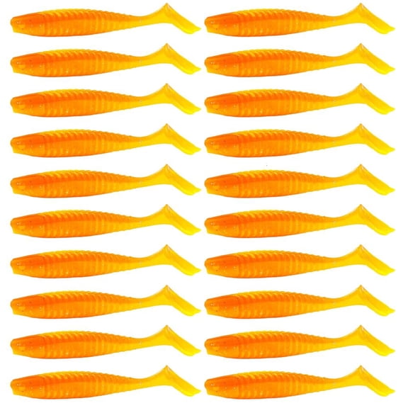 LICEWO 20Pcs Paddle Tail Swimbaits Lures Crankbaits T Tail Soft Baits Sinking Fishing Lure Artificial Wobbles for Saltwater