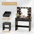 thumbnail image 7 of Vineego Makeup Vanity Desk with Lighted Mirror & Power Outlet, Makeup Vanity with stool,Black, 7 of 7