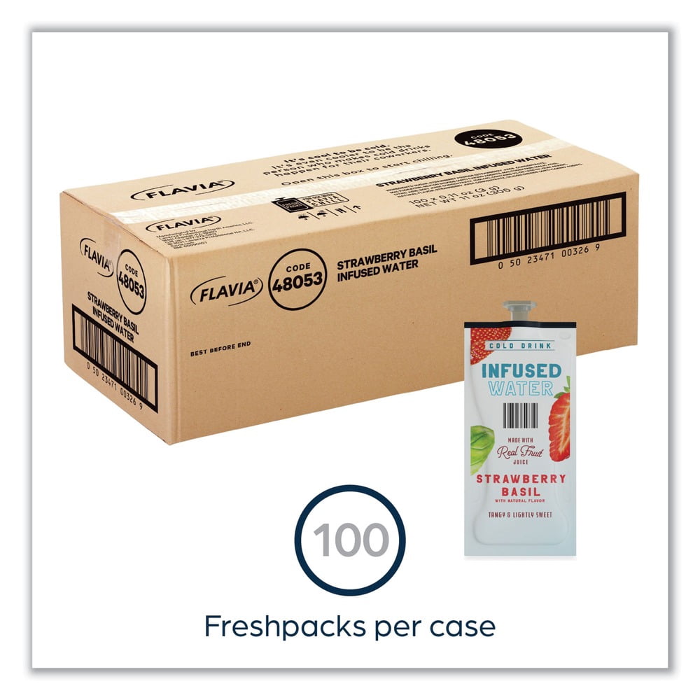 FLAVIA 48053 Infused Water Freshpack - Strawberry Basil (100/Carton)