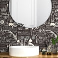 thumbnail image 3 of 17.5"x475" Dark Brown Gothic Magic Witchy Wallpaper Peel and Stick Waterproof Alchemy Themed Wallpaper for Bathroom Accent Wall Paper Bat Candle Occult Symbols Latin Words Spirit Contact Paper, 3 of 7