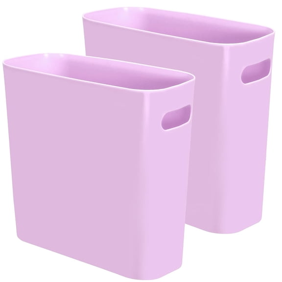 Youngever 1.5 Gallon Slim Trash Can, Plastic Garbage Container Bin, Small Trash Bin with Handles for Home Office, Living Room, Study Room, Kitchen, Bathroom (2 Pack Purple)