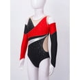 thumbnail image 4 of Kaerm Girls Gymnastics Leotards with Shorts Long Sleeve Off Shoulder Athletic Unitard Biketard Dance Red 8, 4 of 7