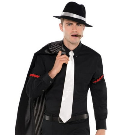 Roaring 20's Gangster Neck Tie White Satin Adult Men Halloween Costume Accessory
