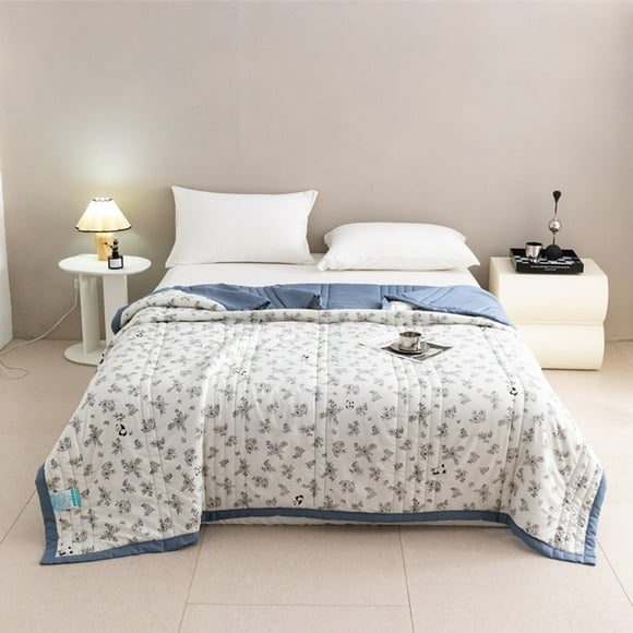Edredón refrescante de verano | Manta de algodón lavado para aire acondicionado | Relleno de poliéster suave | Cubrecama ligero e hipoalergénico | Diseño reversible multicolor | Ropa de cama para