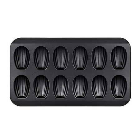 

Nonstick Madeleine Pan 12-Cavity Heavy Duty Madeleine Cookies Trays Heavy Duty Shell Shaped Mini Cookies Cake Mold Pan Black