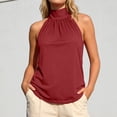 thumbnail image 2 of TrendOFT Halter Tank Top for Women Summer High Neck Tie Strap Camisole Tops Solid Sleeveless Dressy Casual Blouse XXXL, 2 of 7