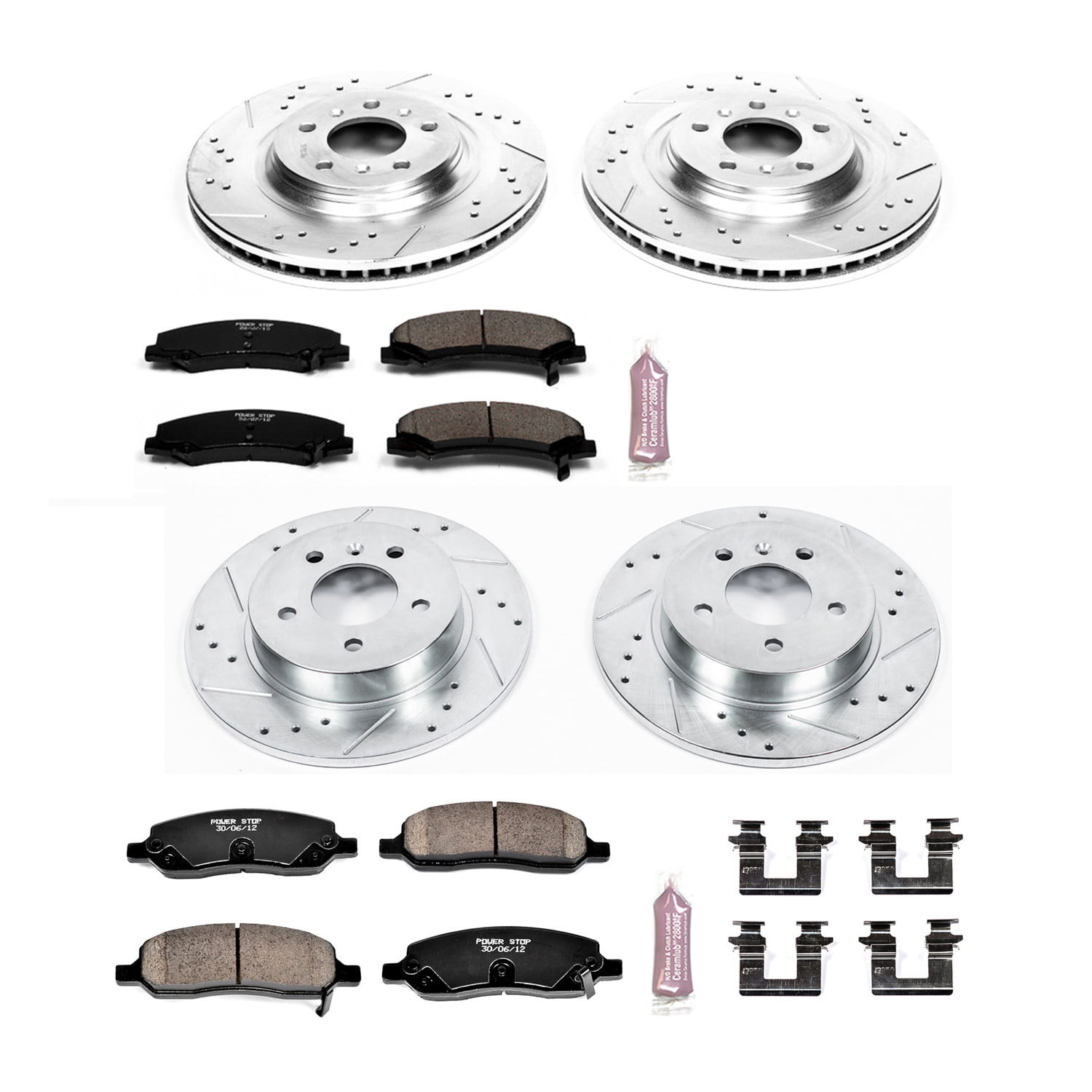 PowerStop Front and Rear Z23 Evolution Sport Carbon-Fiber Ceramic Brake Pad and Drilled & Slotted Rotor Kit Fits: BUICK CADILLAC Select Models K4097