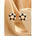 thumbnail image 3 of Clip on 1" gold, white, black button earrings with center pearl, 3 of 4