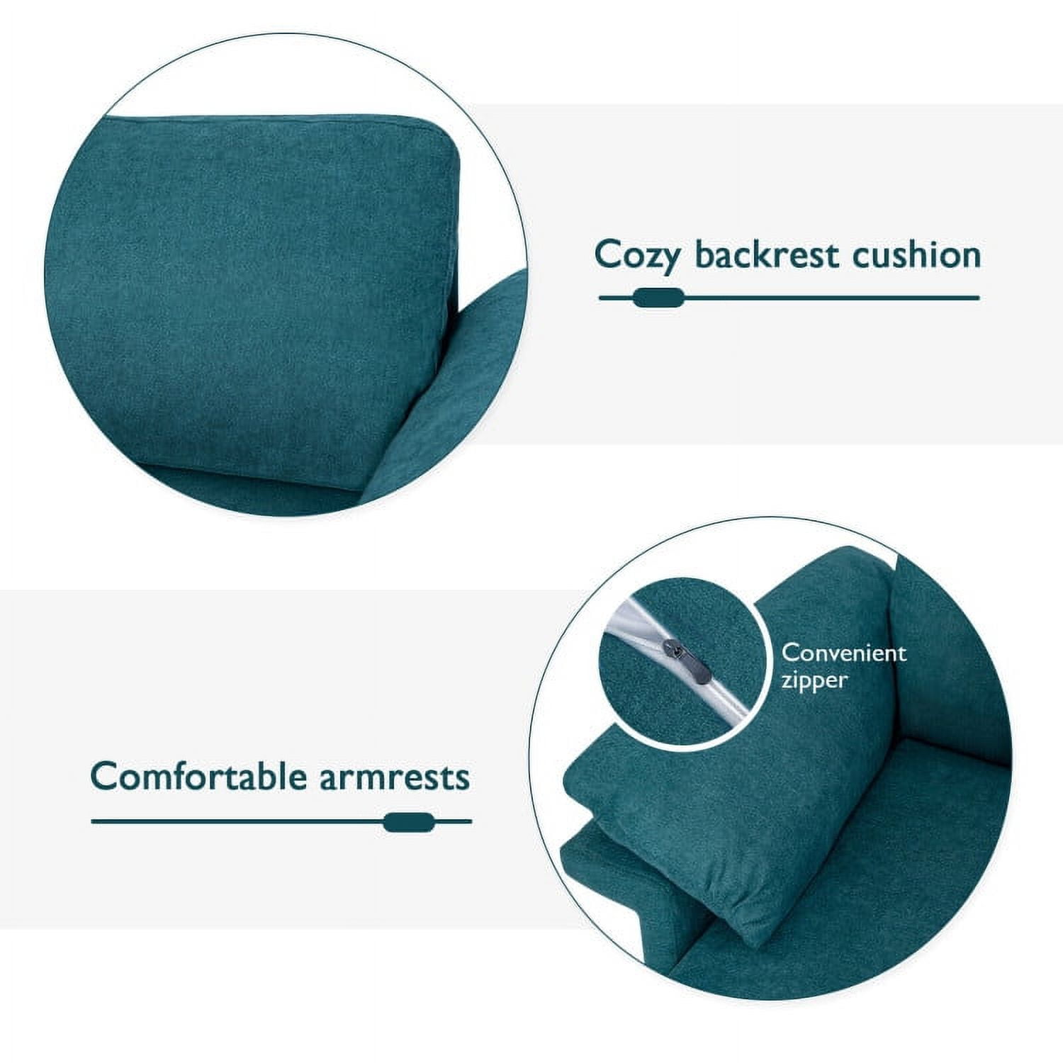 Finihen Upholstered Accent Armchair, Modern Fabric Accent Armchair with Original Distributed Spring and Armrest Cushions, for Living Room, Bedroom, Peacock Blue