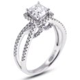 thumbnail image 3 of Women's Princess Cut Diamond Engagement Ring, Halo Diamond Wedding Ring, Hidden Halo Solitaire Accent Ring, 2.2 Ct Simulated Diamond, 925 Sterling Silver, Gift Ring For Her, 3 of 3