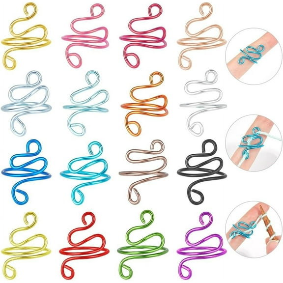 16pcs Handmade Crochet Ring Lefties & Righties Yarn Tension Control Ring Crocheting Adjustable Ring for Crocheters Knitters for diy