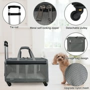 ELEGX Double-Compartment Pet Rolling Carrier with Wheels for 2 Pets,for Up to 35 LBS,Cat Rolling Carrier for 2 Cats,Super Ventilated Design,Ideal for Traveling/Hiking /Camping