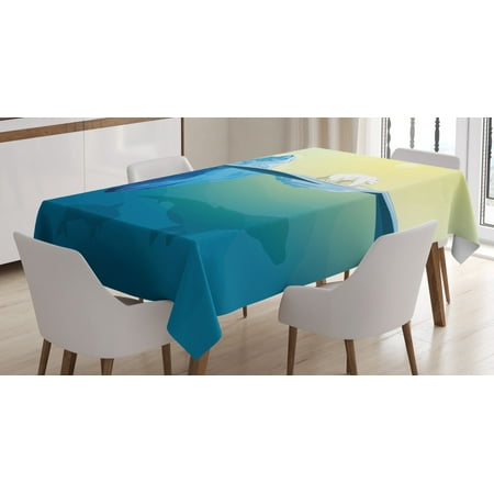 

Polar Bear Tablecloth Polar Bear Standing on an Ice Floe Melting in Ocean with Swimming Whales Theme Rectangular Table Cover for Dining Room Kitchen 60 X 84 Inches Multicolor by Ambesonne