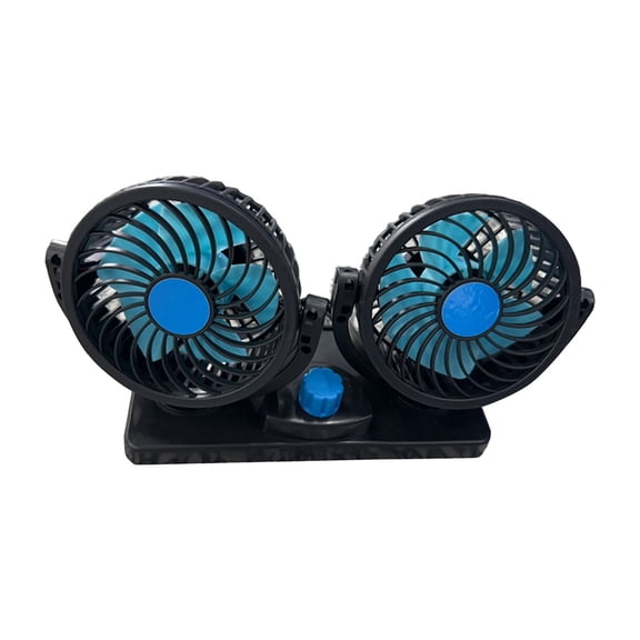 Qholemyo Portable Dual Head Car Cooling Fan Oscillating Design 2 Speed Powerful Fan For Auto Vehicle