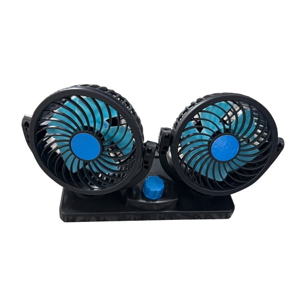 Ventilador de coche portátil con cabezal oscilante, doble velocidad, doble cabezal, gran viento, ventilador eléctrico para coche