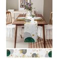 thumbnail image 6 of Boho Green Burlap Cotton Table Runner 13x70 Inches Long, Gold Leaf Black Bohemian Plant Circle Flower Farmhouse Table Runners, Outdoor Dining Tablecloths Decor for Baby Shower/Party/Wedding, 6 of 6