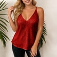 thumbnail image 2 of RYDCOT Sequin Tops for Women Sparkle Camisole Shimmer Sleeveless V Neck Tanks Solid Color Party Cami Going Out Tops Red, 2 of 7