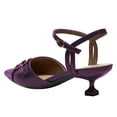 thumbnail image 4 of FSJ Women Chic Buckled Ankle Strap Pointed Closed Toe Pumps Kitten Low Heels Slingback Office Daily Casual Shoes Size 10 Purple, 4 of 4