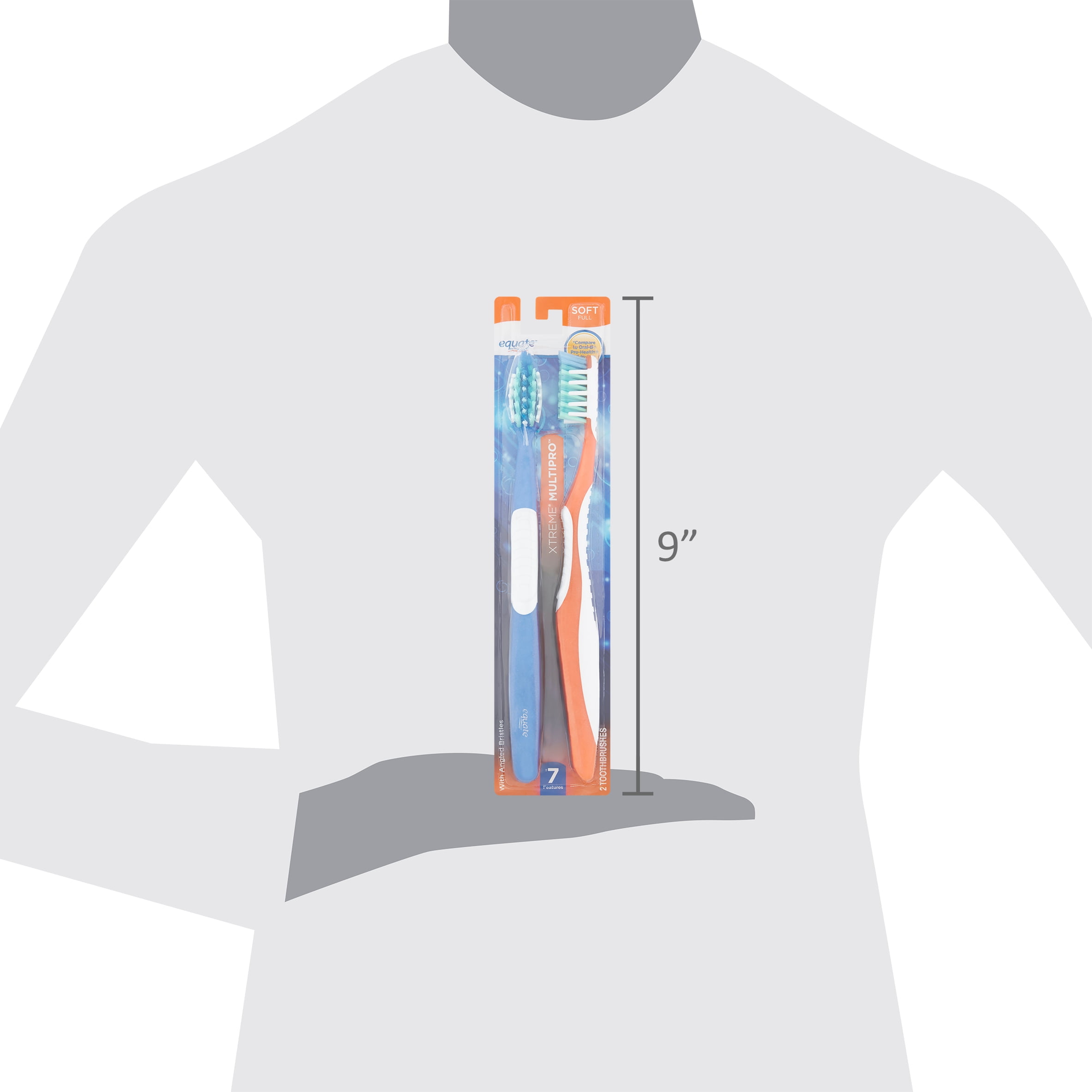 Equate Pure Health, Adult, Manual, Soft Toothbrush, 2 Count "Delisted"