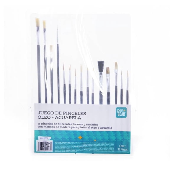 Set de Pinceles Pen+Gear Mix Óleo y Acuarela 15 Piezas