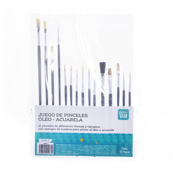 Set de Pinceles Pen+Gear Mix Óleo y Acuarela 15 Piezas