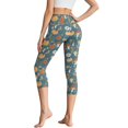 thumbnail image 2 of HELLHERO Thanksgiving Leggings for Women Pumpkin Mushroom Printed Capri Leggings with Pockets Daisy Printed Yoga Pants Fall Yoga Capris with Pockets, XL, 2 of 7