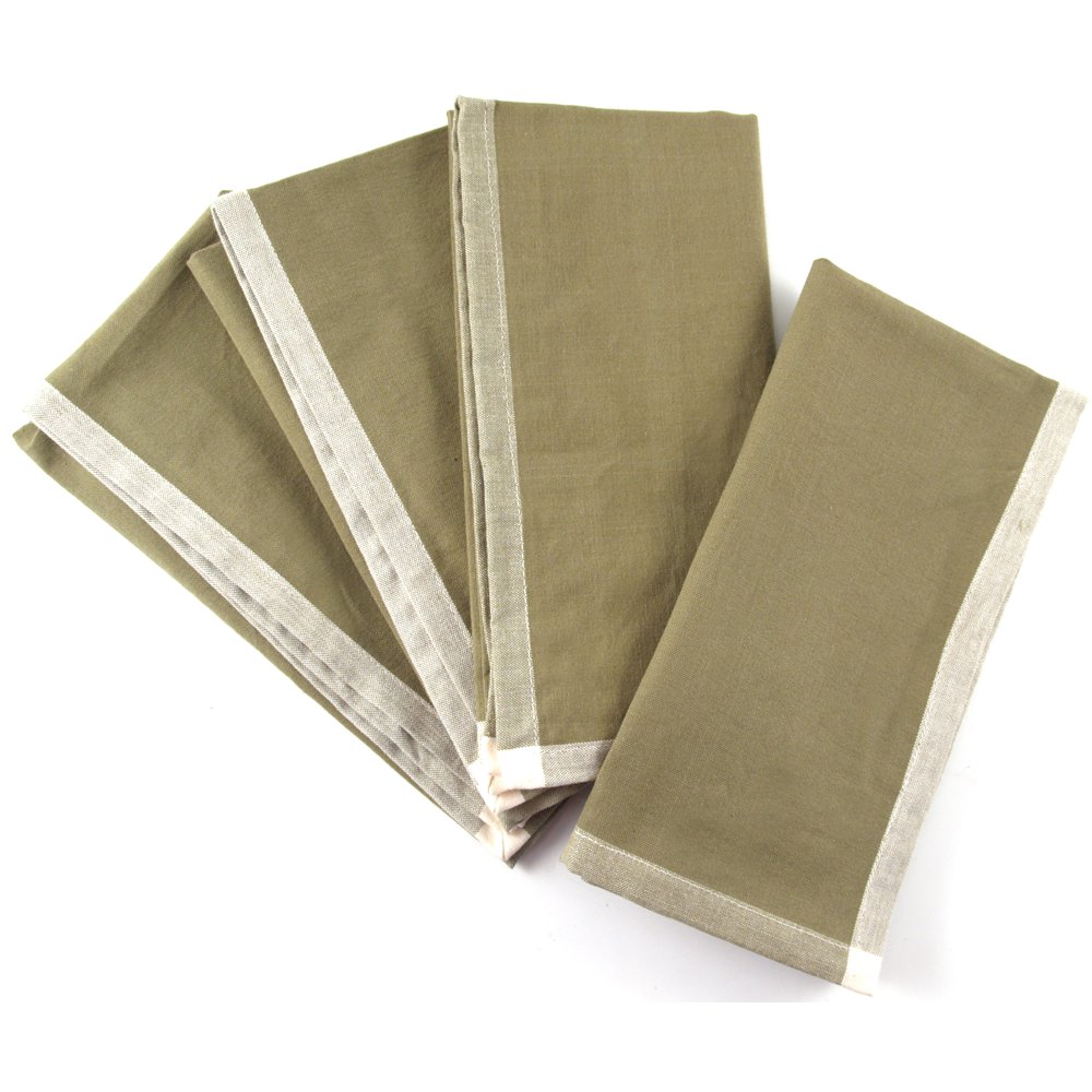 Basil Green 100 Cotton Dinner Napkins, Set of 12