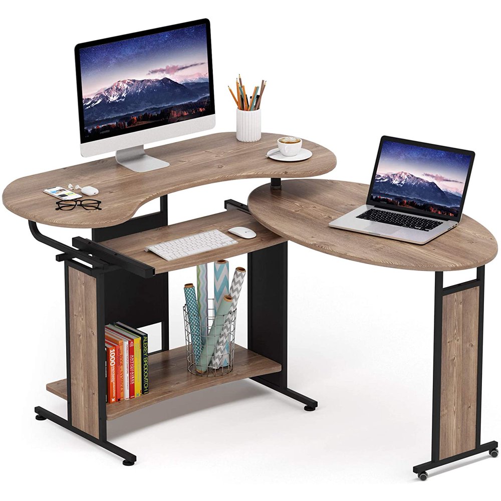 Tribesigns Reversible LShaped Computer Desk, Modern Rotating Computer