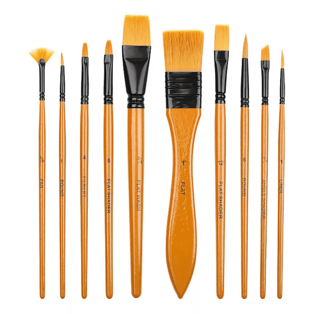 10 Pinceles Para Oleo Acrílico Acuarela Pincel De Aceite