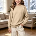 thumbnail image 5 of Lutiedan Boys Girls Knitted Sweaters Teen Crew Neck Long Sleeve Pullover Fall Winter Casual Uniform Sweaters Size 5-16,Beige, 5 of 7