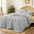 thumbnail image 2 of U by Bedsure Tufted Boho Comforter Set, 3 Pieces Farmhouse Shabby Chic Embroidery Bed Set, Soft Jacquard Comforter for All Seasons,King,Oyster Mushroom, 2 of 6