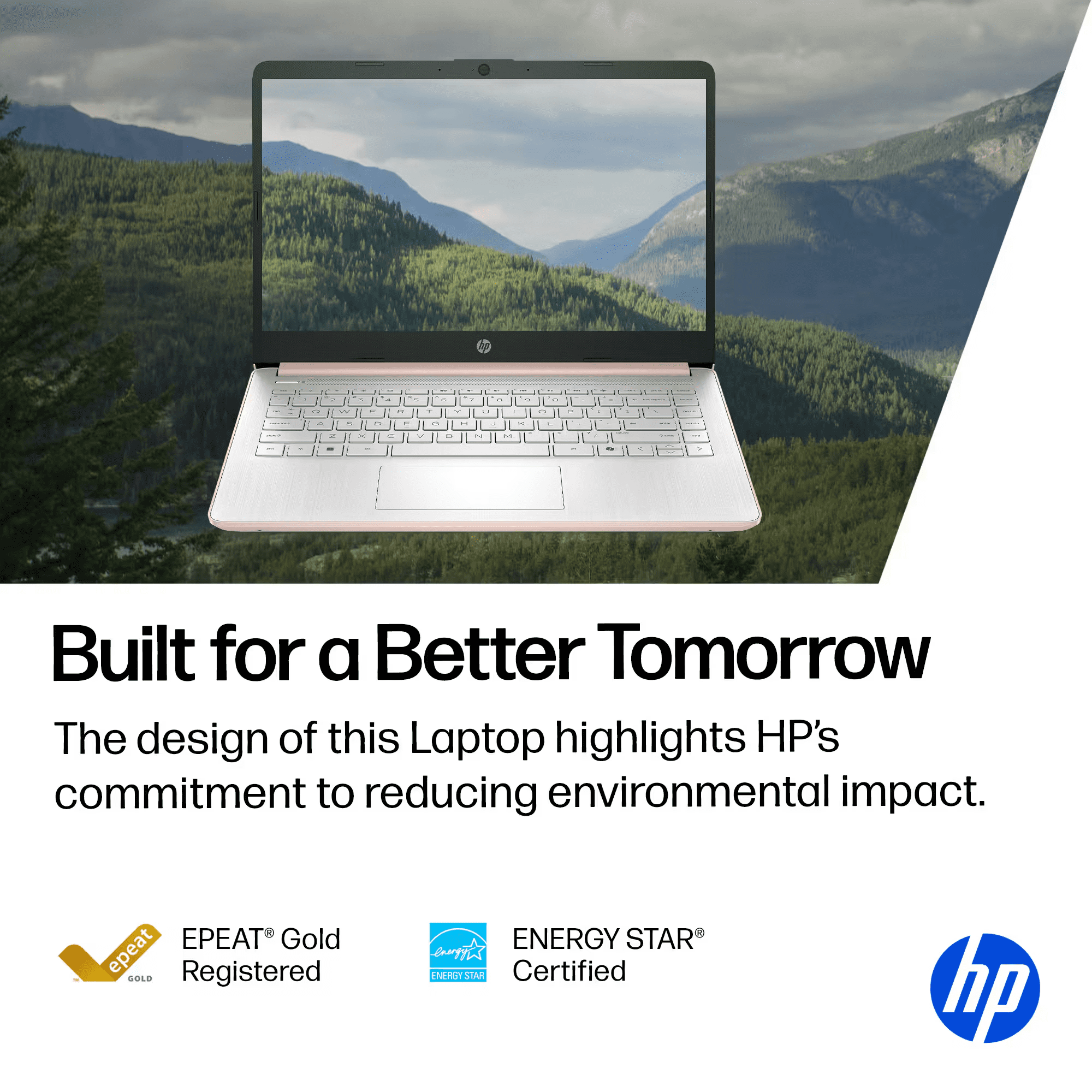 HP 14 inch Laptop Light & Slim, 1-Year Office 365 included, Intel N-Series Processor, 4GB RAM, 64GB Storage, Free DVD Drive Windows 11 S (Rose Gold)