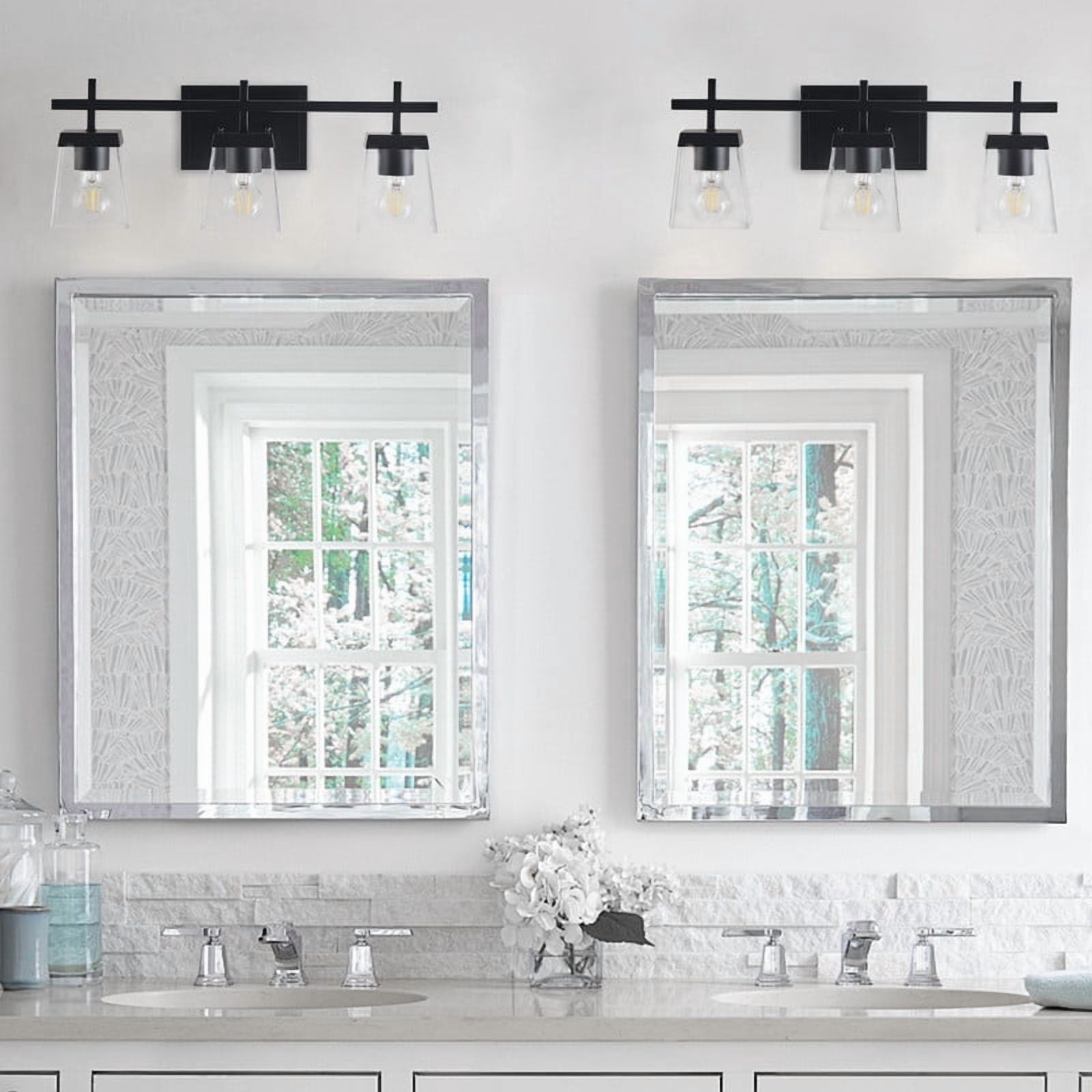 Aiwen 22.05" Light Fixtures for Bathroom above Mirror - Matte Black Vanity Lights for Dining Room, Hallway